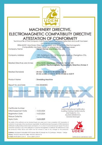 CE certificate from Henan Domax Machinery Co., Ltd.