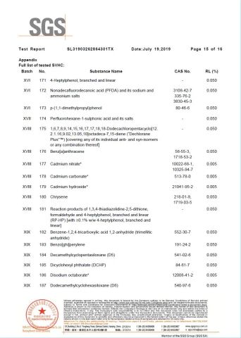 SGS Test Report 15 certificate from Eiffel Medical Supplies Co., Ltd.