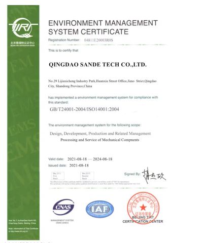 Certificate certificate from Qingdao Jinchuan Machinery Co., Ltd.