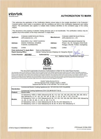 Certificates certificate of Guangdong Careforcafe Coffee Equipment Co., Ltd – certificate photo, supplier certificates section