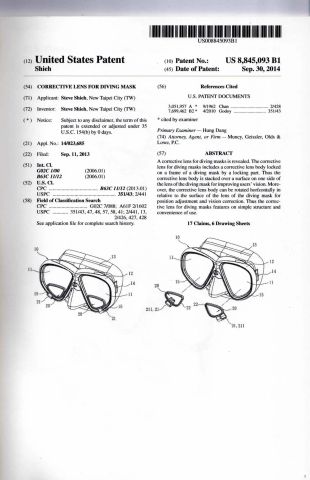 Corrective lenses for diving masks certificate from Shenzhen Gloffie Outdoor Products Co., Ltd