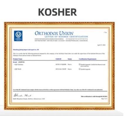 Kosher certificate from ecoedge of company limited