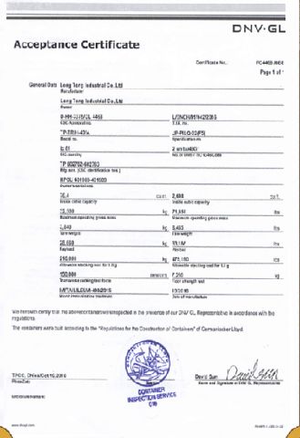 DNV GL certificate certificate from Tianjin LongTeng International Trade Co., Ltd.