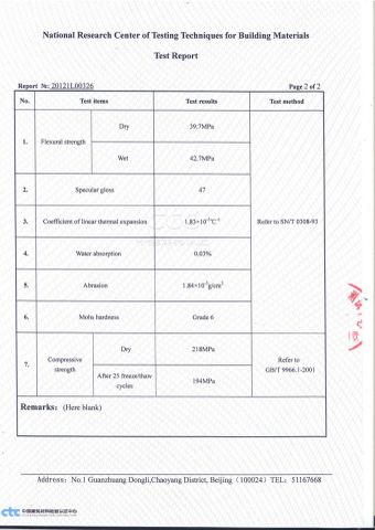 TEST REPORT 3 certificate from FOSHAN STRONG QUARTZ CO., LTD