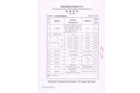 Test Report certificate from New Alpha Building Materials (Shandong) Co., Ltd.
