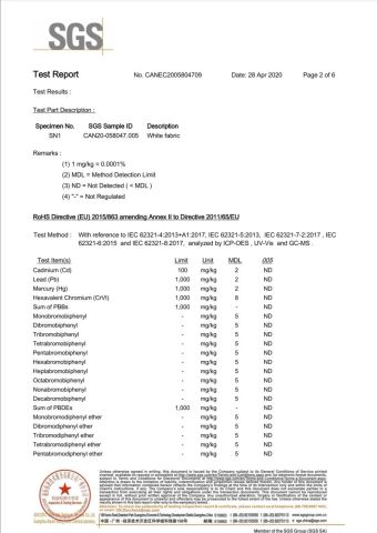 melt blown nonwoven SGS1 certificate from Quanzhou Fengming Textile Co., Ltd.