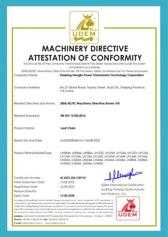 CE-Leaf Chain certificate from Zhejiang Hengjiu Machinery Group Co., Ltd.
