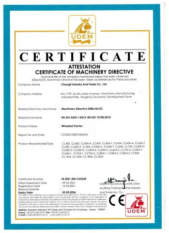 CE certification certificate of Changli Industry and Trade Co., Ltd. – certificate photo, supplier certificates section