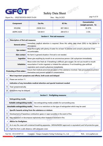 MSDS/SDS certificate from Jiangsu Right Import&Export Co., Ltd.