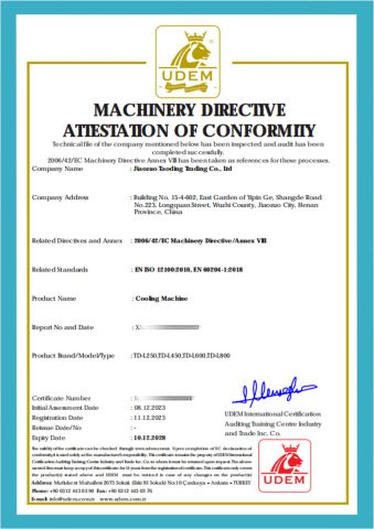 CE Certificate certificate from Jiaozuo Taoding Trading Co., Ltd