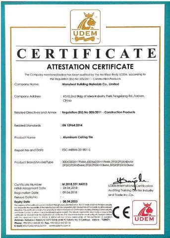 CE certificate from Manybest Building Materials Co., Ltd.