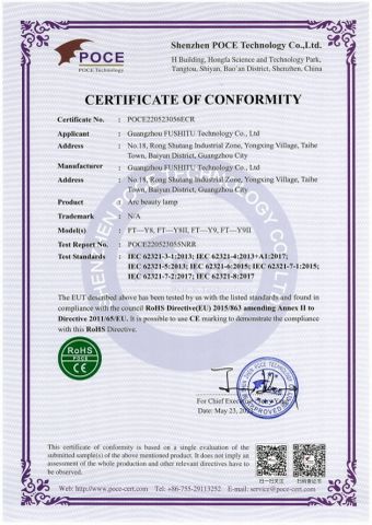 RoHS certificate from Guangzhou Futu Intelligent Technology Co., Ltd