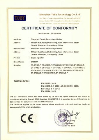 CE certificate from Shenzhen Etenda Technology Limited