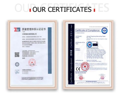 CERTIFICATE certificate from JIANGXI DINGSHENG RECORDING PAPER CO., LTD.