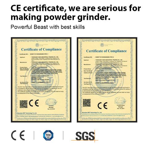 CE-certificate-of-powder-grinder certificate from ZHE JIANG HORUS APPLIANCE CO., LTD.