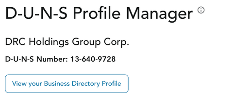 D-U-N-S Number:136409728  certificate from DRC Holdings Group Corp