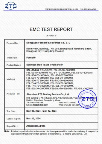 CE Report certificate from Dongguan Fosselle Electronics Co., Ltd