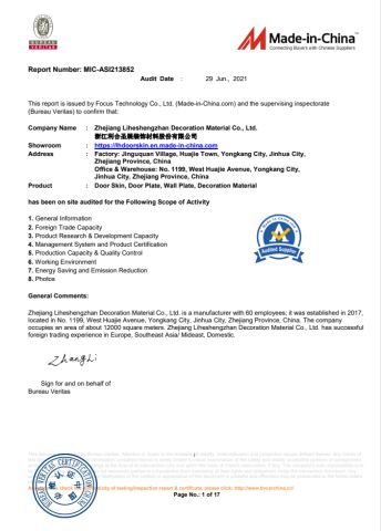 BV certificate certificate of Zhejiang Liheshengzhan Industry & Trade Co.,Ltd – certificate photo, supplier certificates section