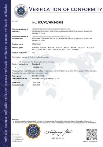 CE certificate from Qingdao Hivic Plastic Manufacture Co., Ltd.
