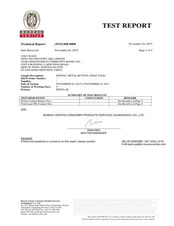 BV Test Report certificate from Dongguan New Coo Garment Accessories Co., Ltd
