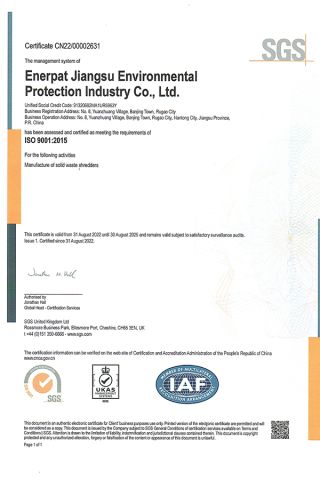 SGS certificate from Enerpat (Jiangsu) International Trading Co., Ltd
