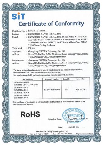 RoHS certificate from Guangdong Flipsky Technology Company Ltd.