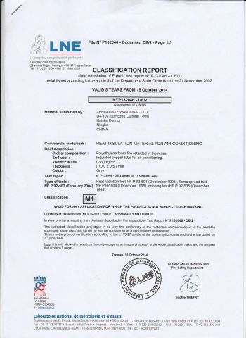 Certificates certificate from Ningbo ZENTEC Air Conditioning & Refrigeration Co., Ltd.