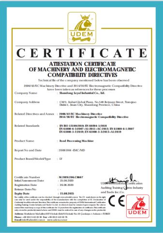 CE certificate of food processing machine certificate from Shandong Loyal Industrial Co., Ltd.