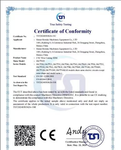 CE certificate of Tengzhou Yuanji Intelligent Equipment Co., LTD – certificate photo, supplier certificates section