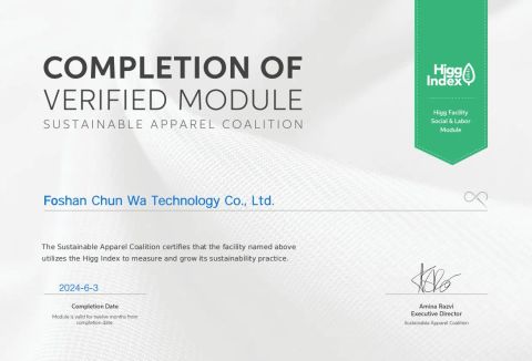 Social & Labor Module certificate from Foshan Chun Wa Technology Co., Ltd