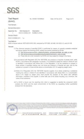SVHC2 certificate from Evian Manufacture Co., Limited