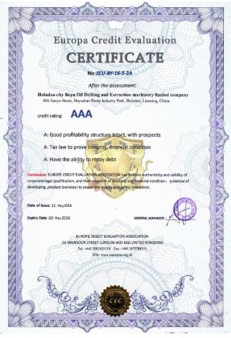 CE with AAA certificate from Huludao Boyu Petroleum Machinery Co., Ltd.