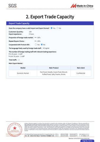 MIC7 certificate from Ningbo DAKE Food Technology Co., Ltd.