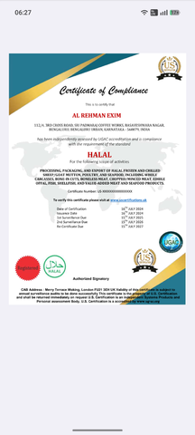 HALAL certificate from AL REHMAN EXIM
