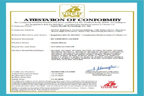 CE certificate certificate from Saunalism Tech Co., Ltd.