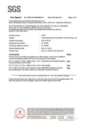 test certificate from Yiwu Mingyuan Stationery Products Co., Ltd.