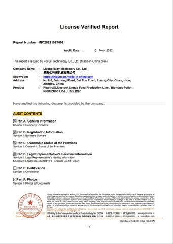 SGS License Verified Report certificate from Liyang Iklay Machinery Co., Ltd.