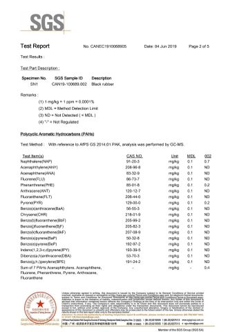 PAHS Test Report certificate from Shenzhen Jiuhong Century Seal Technology Co., Ltd.