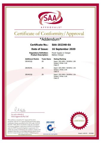 SAA-APPROVALSS-Certificate-of-Conformity-Approval certificate from Sweetrich (Suzhou) Co., Ltd.