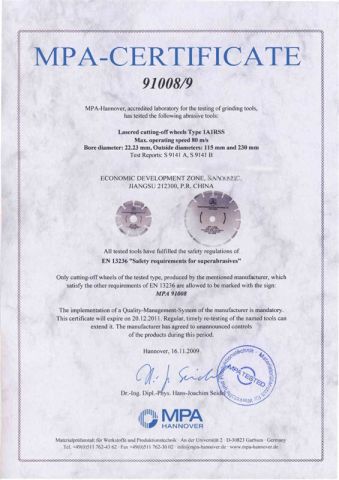 certification certificate of Xuzhou Perfect Tools Co., Ltd. – certificate photo, supplier certificates section