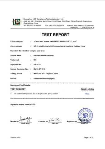 CERTIFICATE certificate of Yongkang Senhe Hardware Products Co., Ltd. – certificate photo, supplier certificates section