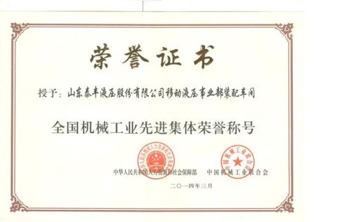 Honor Certificate certificate from Shandong Taifeng Intelligent Control Co., Ltd.