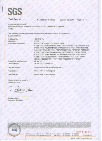 ROHS certificate from QINGDAO WISE SECURITY TECHNOLOGY CO., LTD.