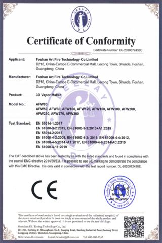 LVD-CE certificate from Foshan Art Fire Technology Co., Limited