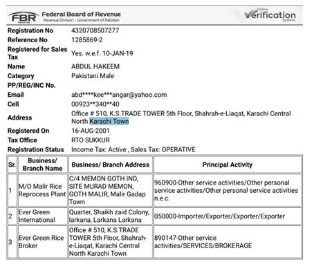 FEDERAL BORADE OF REVENUE certificate from EVER GREEN INTERNATIONAL