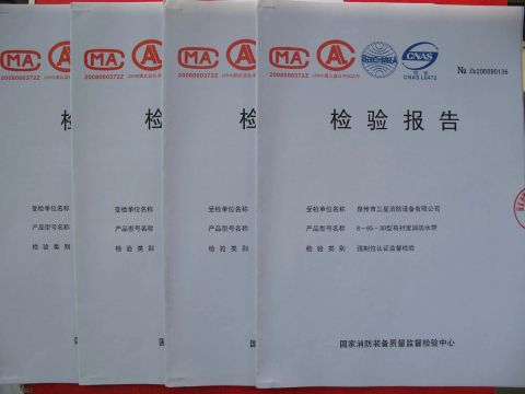 TEST REPORT certificate from Quanzhou Sanxing Fire-Fighting Equipment Co., Ltd.