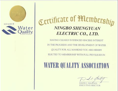 WQA member certificate from Ningbo Zuanbang Technology Co., Ltd.