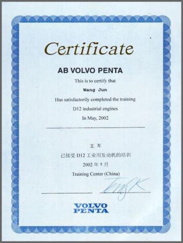 Volvo Certificate certificate from Jiangsu Ever Power Technology Co., Ltd.