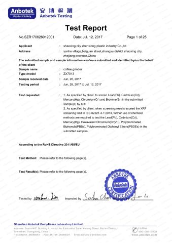 Product Inspection Report certificate of Shaoxing City Zhenxiong Plastic Industry Co., Ltd. – certificate photo, supplier certificates section