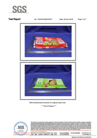 SGS certificate from Tai an City Best Packaging Materials Co., Ltd.